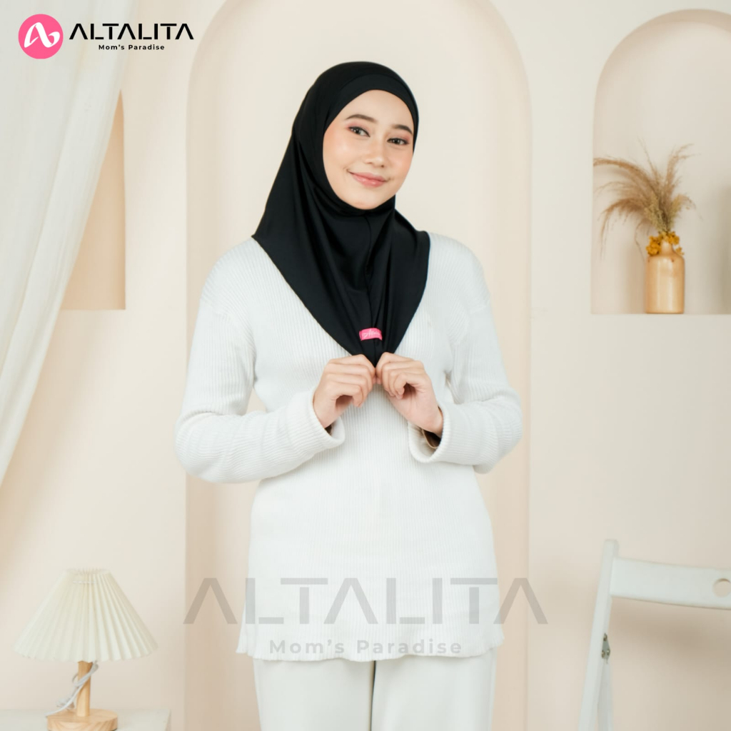 Altalita - Hijab Bergo Helma Sport Instan Akses Lubang Masker Headset Earphone Kacamata Bahan Jersey Premium Cocok untuk Olahraga Volly Futsal Senam dan Sehari-hari