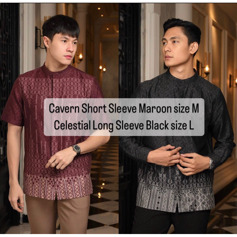 Levaughn Lavish Celestial & Cavern Maroon, Black Koko Panjang Koko Pendek by Heylocal.id Heymale.id