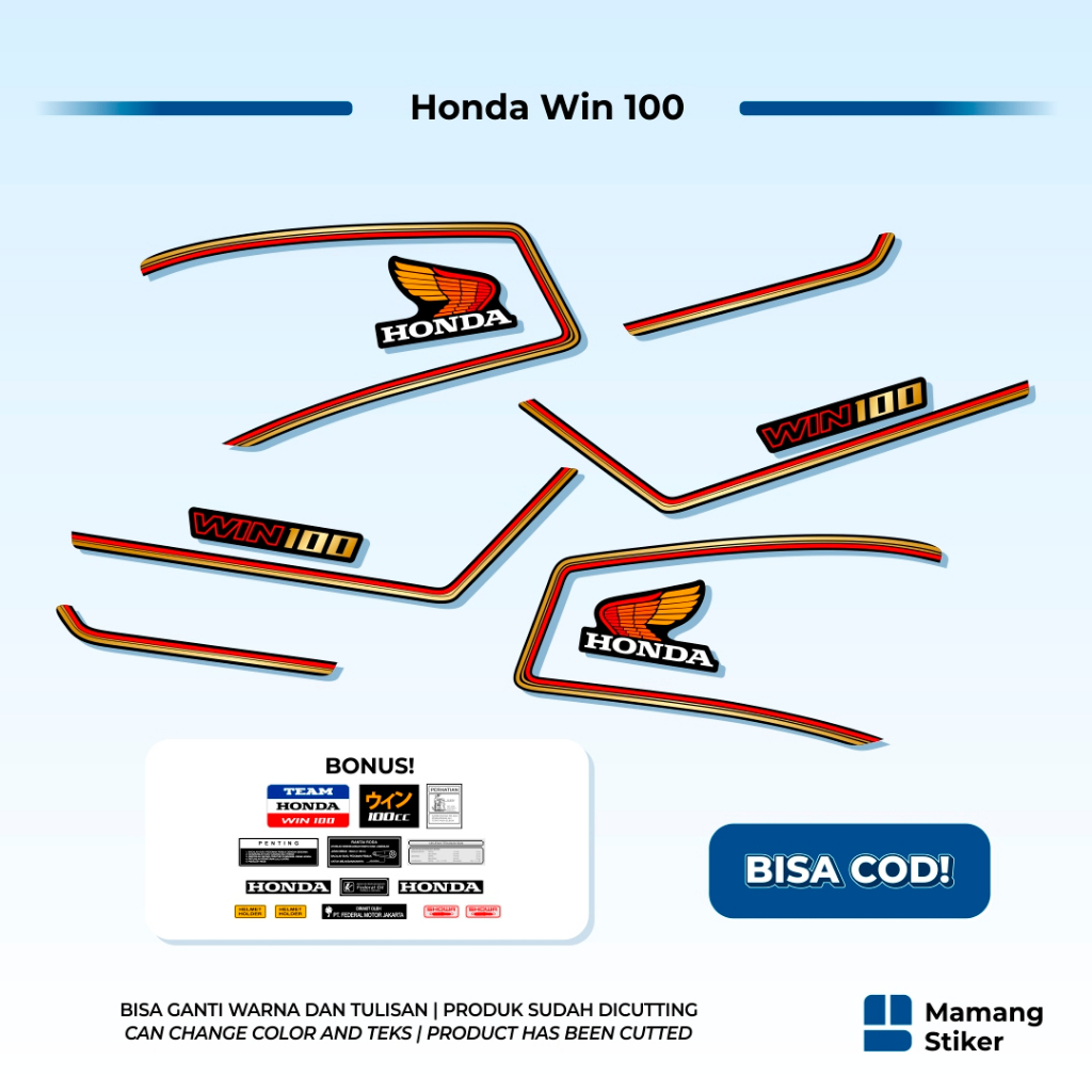 Cuci Gudang  Striping Honda Win 100 Original (39) Variasi Traill Treill Trill Japan Jepang Custom