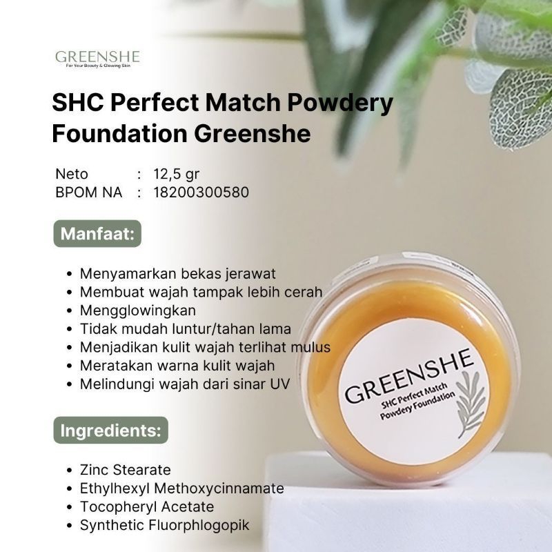 Greenshe SHC Perfect Match Powdery Foundation SHC Bedak Greenshe Bedak Basah SHC Cushion Greenshe 3i