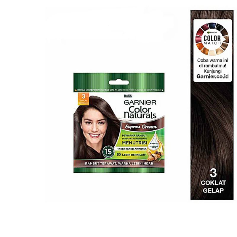 semir Rambut Garnier Coklat Kehitaman Nomor 3