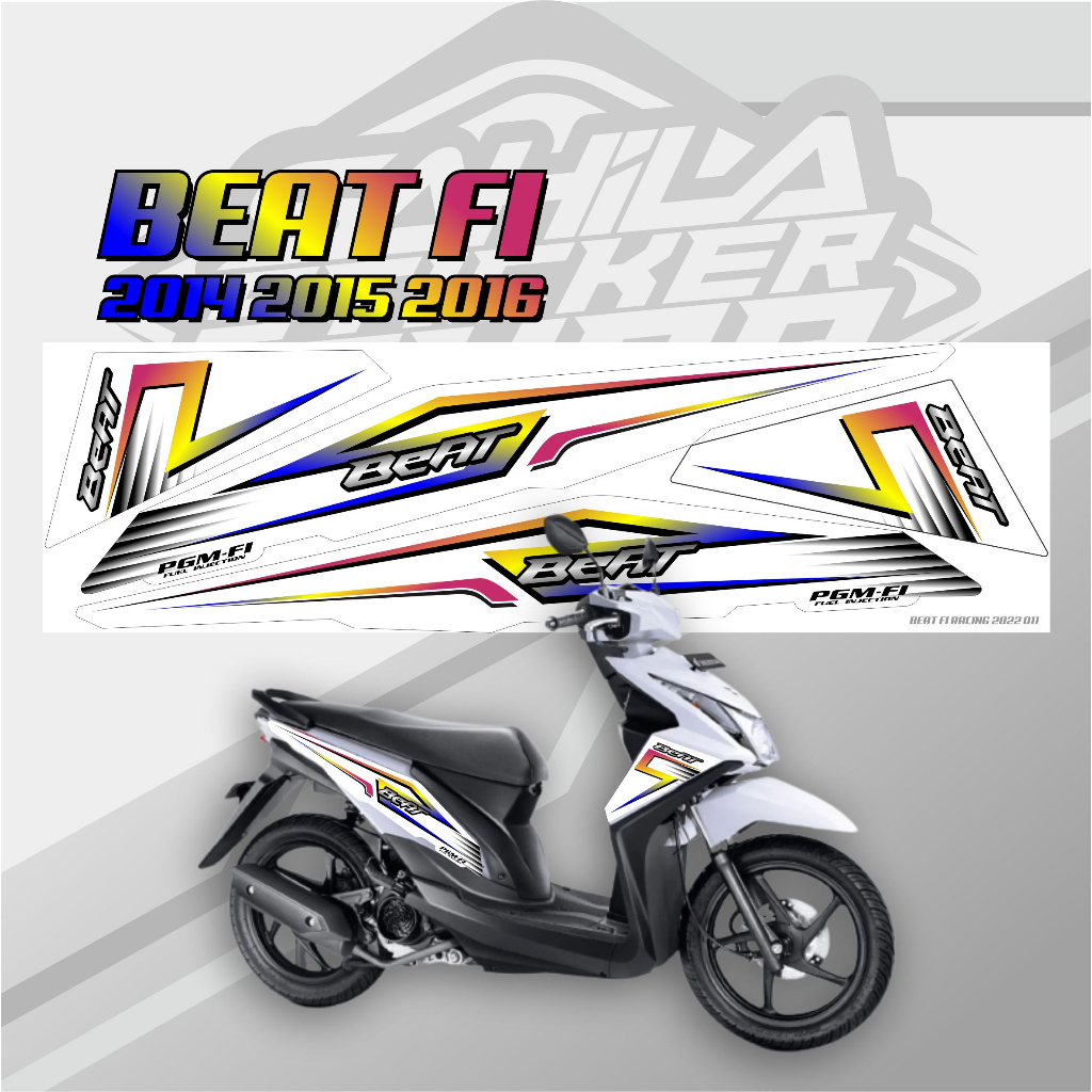 STIKER MOTOR BEAT STRIPING BEAT FI PELANGI SIMPLE BEAT FI RACING 2022 011 PUTIH