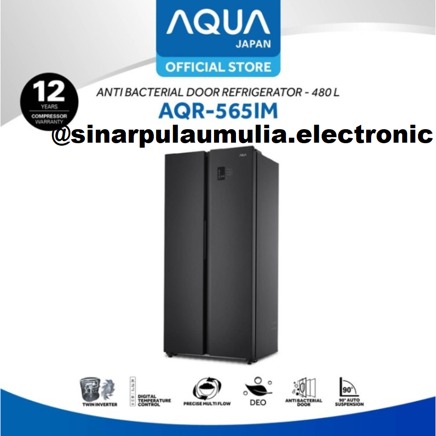 Aqua Kulkas Side By Side 480L - AQR-565IM GB / AQR 565IM GB / AQR 565 IM GB