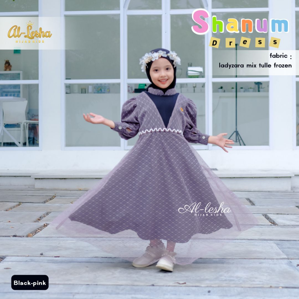 Shopashop Solo Baju Couple Moms &amp; Kids Shanum Dress Lebaran 2023 Ibu &amp; Anak Perempuan