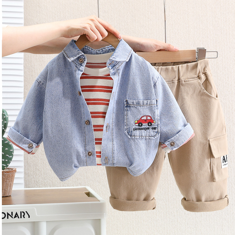 Setelan Kemeja Anak Laki Laki Baju Anak Cowo Import Denim Set AR0RIX