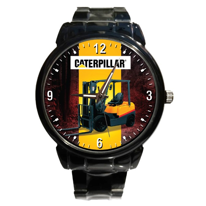 Jam Tangan Stainless Pria Keren Gambar Forklift Caterpillar / Cool Men's Stainless Watch Forklift Ca