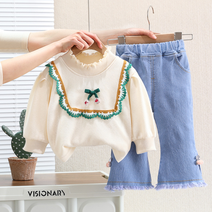 Setelan Jeans Anak Perempuan Baju Anak Cewek Import Set ATHEN4