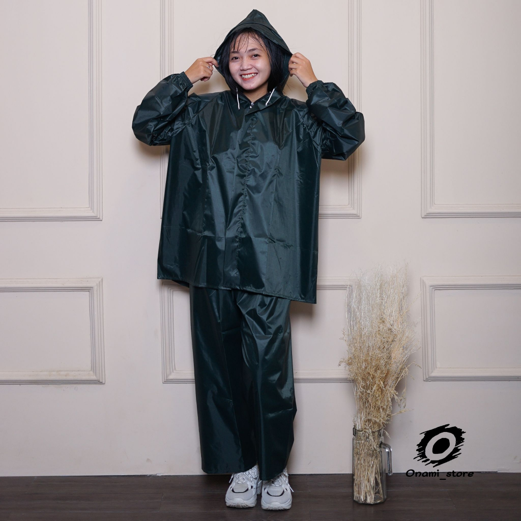 Jas Hujan Murah Best Quality Raincoat, Mantel Pria Wanita Setelan Baju dan Celana Dewasa Bahan Parasut Balon