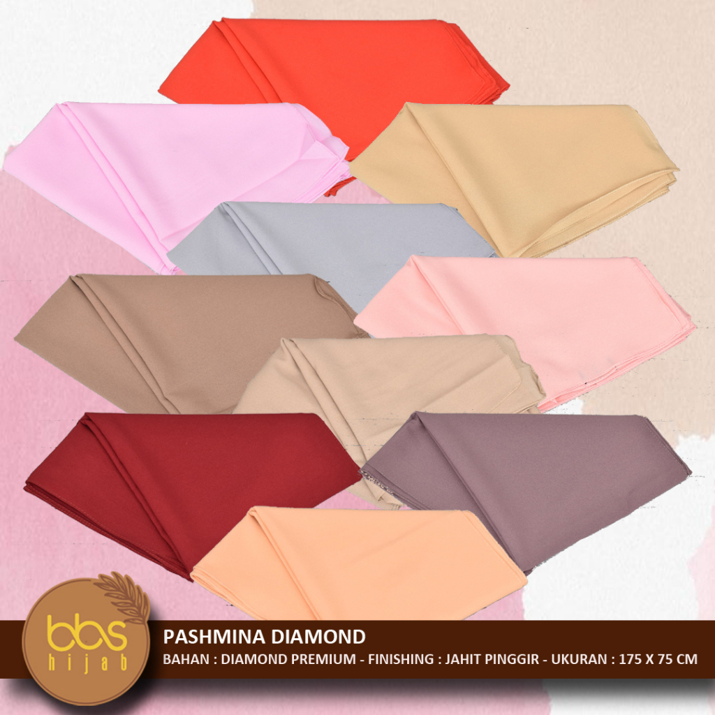 PASHMINA DIAMOND PREMIUM PASHMINA DIAMOND CREPE JAHIT PINGGIR PASHMINA DIAMOND ITALIANO POLOS PASHMINA SABYAN