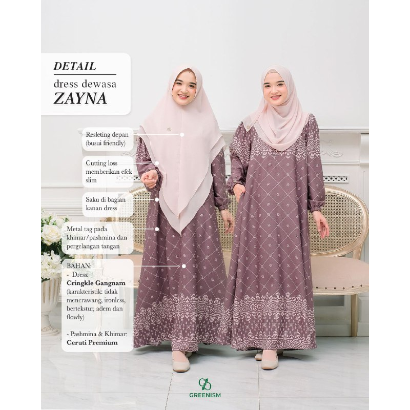 Greenism Sarimbit Motif Zayna &amp; Zayn (Sky Blue) Quality Premium Syari'i -  Family Set Sarimbit Greenism