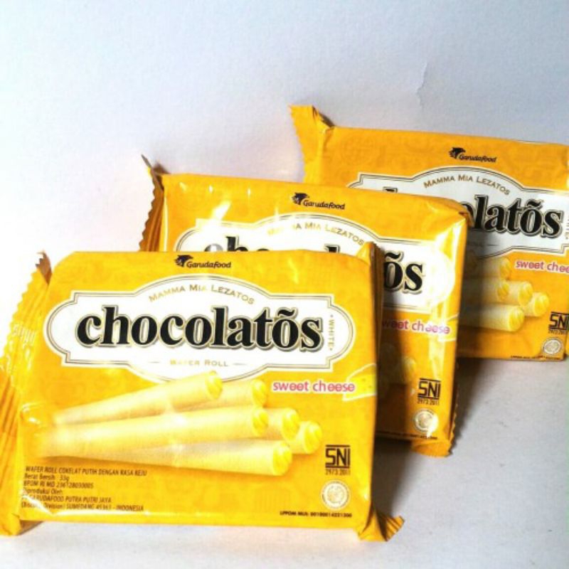 

Wafer Roll Chocolatos Coklat Putih Rasa Keju/Sweet Cheese 33gr