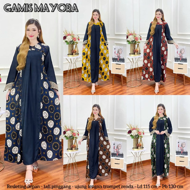 Gamis Mayora Maxi Wanita Rayon Busui Zipper Depan