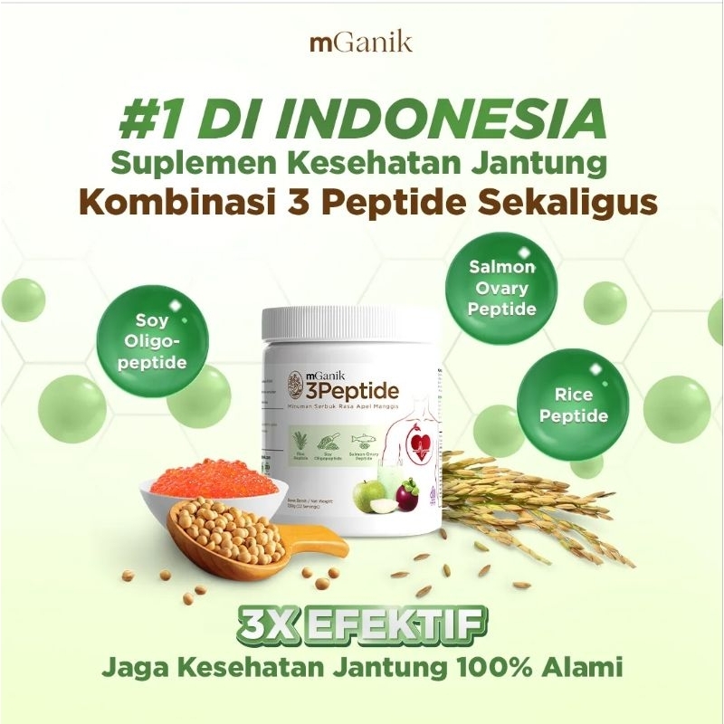

mGanik 3peptide 330gr - 3 Peptide Suplemen Jantung Kardiovaskular - Rasa Apel mangga