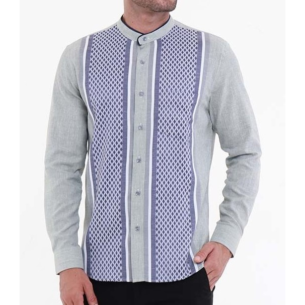 Edwin Jeans Kemeja Koko Abu-abu Lengan Panjang