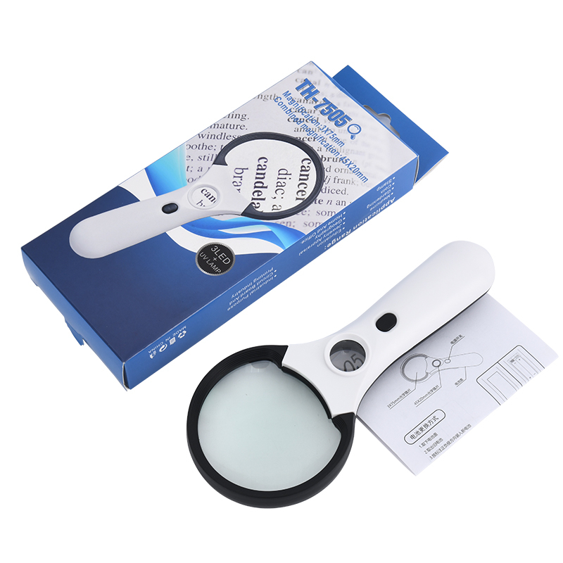 Kaca Pembesar KCP TH-7505  LED Kaca Pembesar Baca Genggam, Kaca Pembesar UV