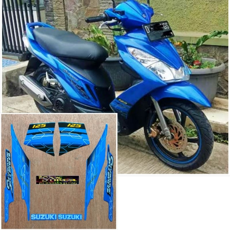 Striping original Suzuki SKYDRIVE 125 biru tahun 2009