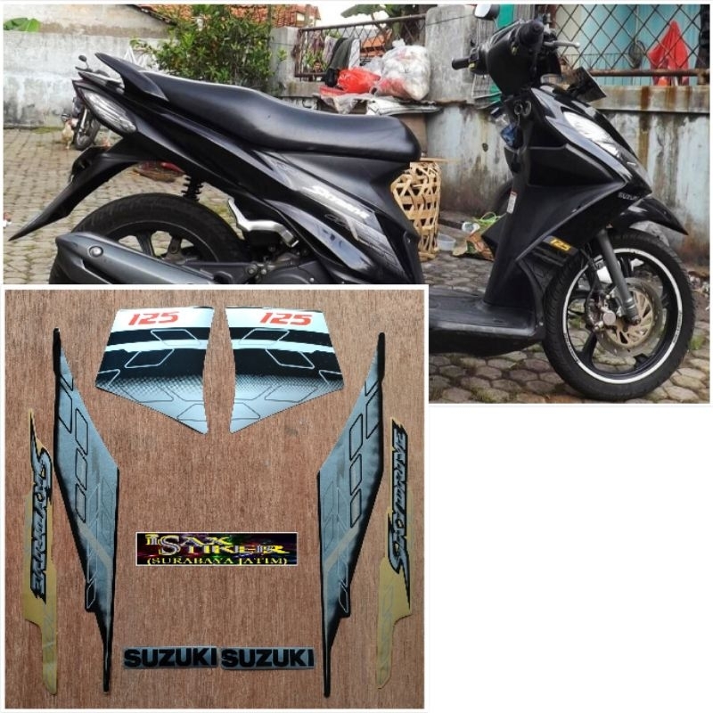 Striping original Suzuki SKYDRIVE 125 HITAM silver tahun 2009