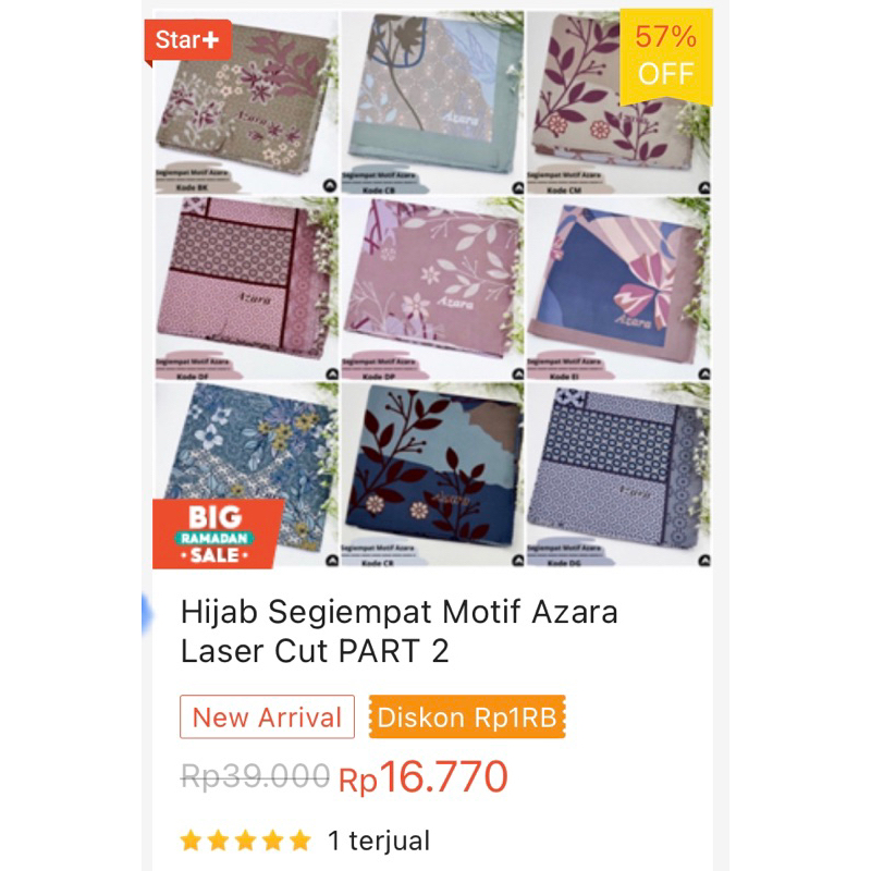 Hijab Segiempat Motif Azara Laser Cut