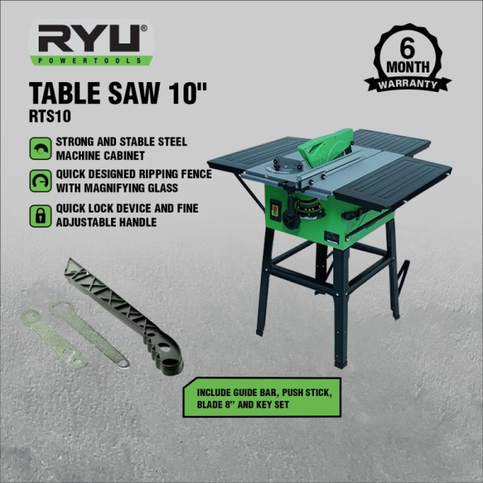 Electric Table Saw Gergaji Kayu 10" RTS10 RYU / Mesin Meja Potong Gergaji Kayu Listrik 10 Inch RTS 1