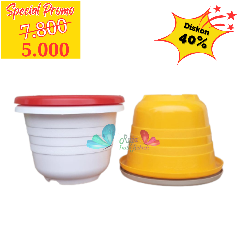 RAJAINDOBEKASI Pot Mahkota 20 Cm Putih Ivory Kuning Merah Pot Tanaman Pembibitan Bukan Pot Mahkota Roma Pot Glory Putih Ukuran Mirip Tawon 21 Cm