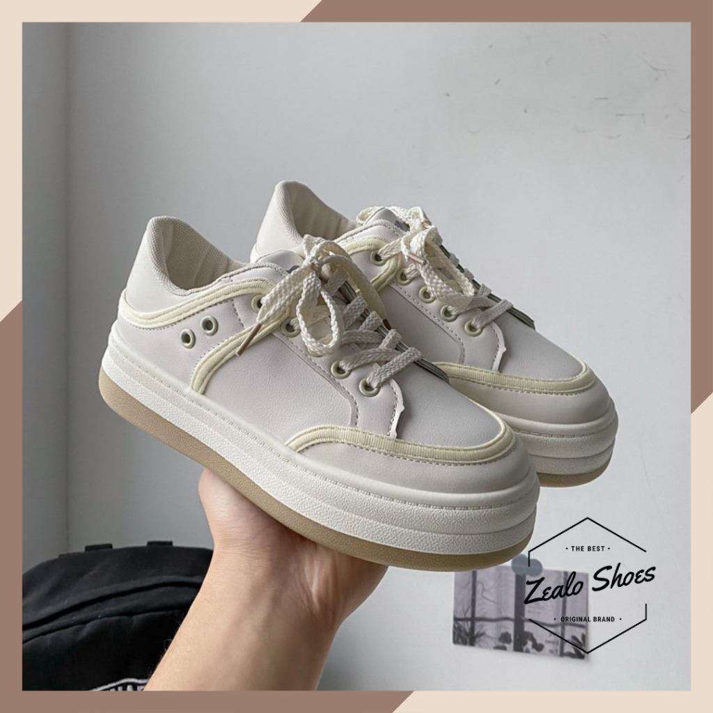 Zealo.Shoes 250 Sepatu Sneakers Wanita Fashion Korea Import Sport Shoes Krem