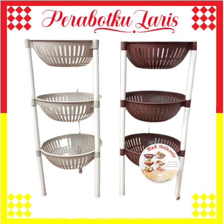 Rak Atlantik Serbaguna 3 Susun / Rak Atlantic Bawang Bumbu Dapur / Rak Buah Plastik Buah Sayuran
