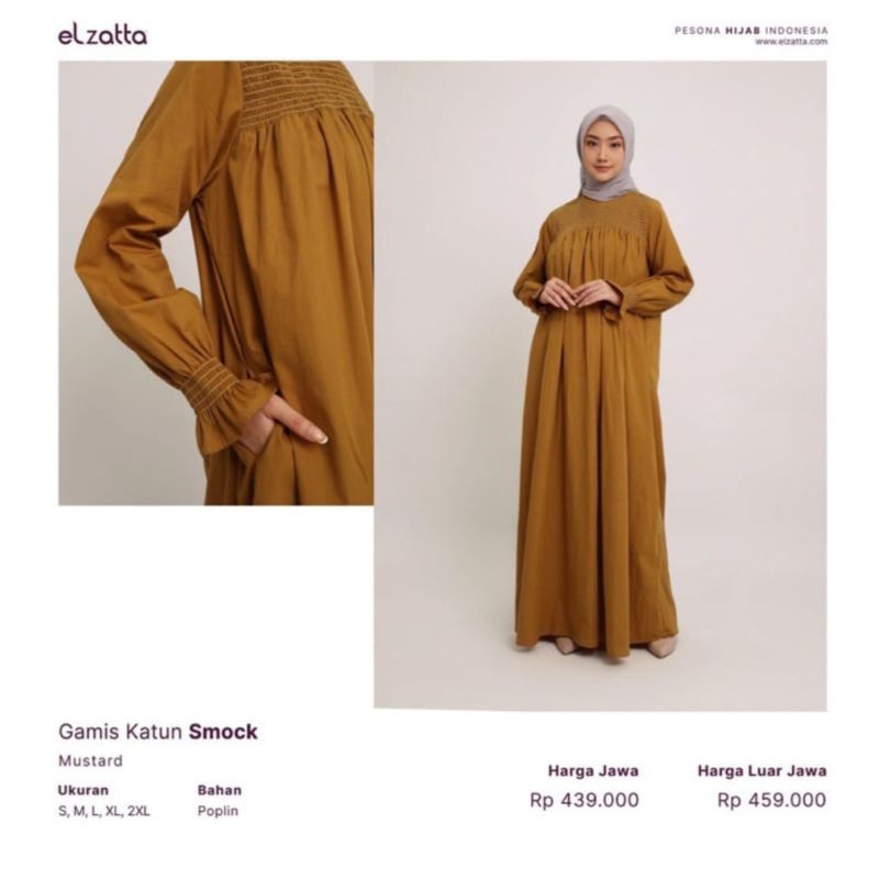 Gamis Polos Katun Elzatta Smock L