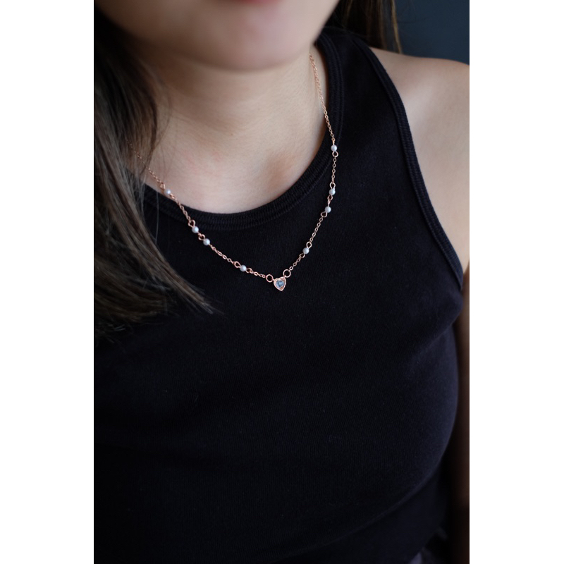 Ark.co - Trudy Heart necklace | kalung mutiara hati elegan minimalis rosegold gold