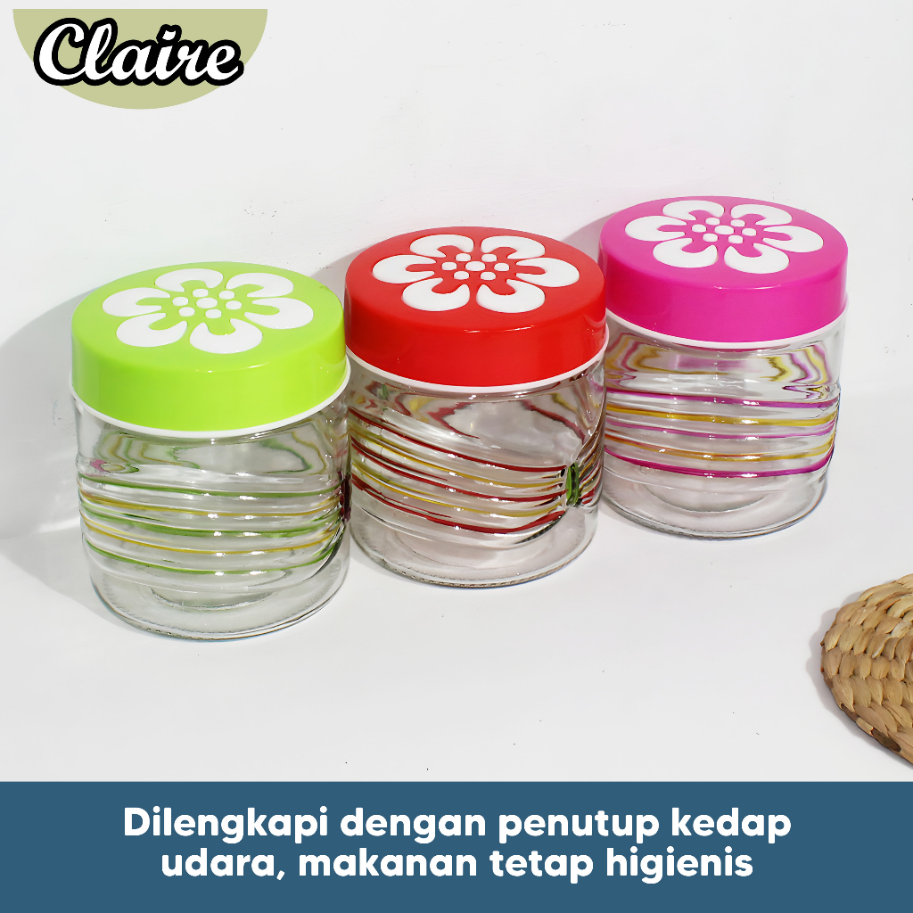 Toples Kaca Motif Bunga / Toples Lebaran / Toples Bunga