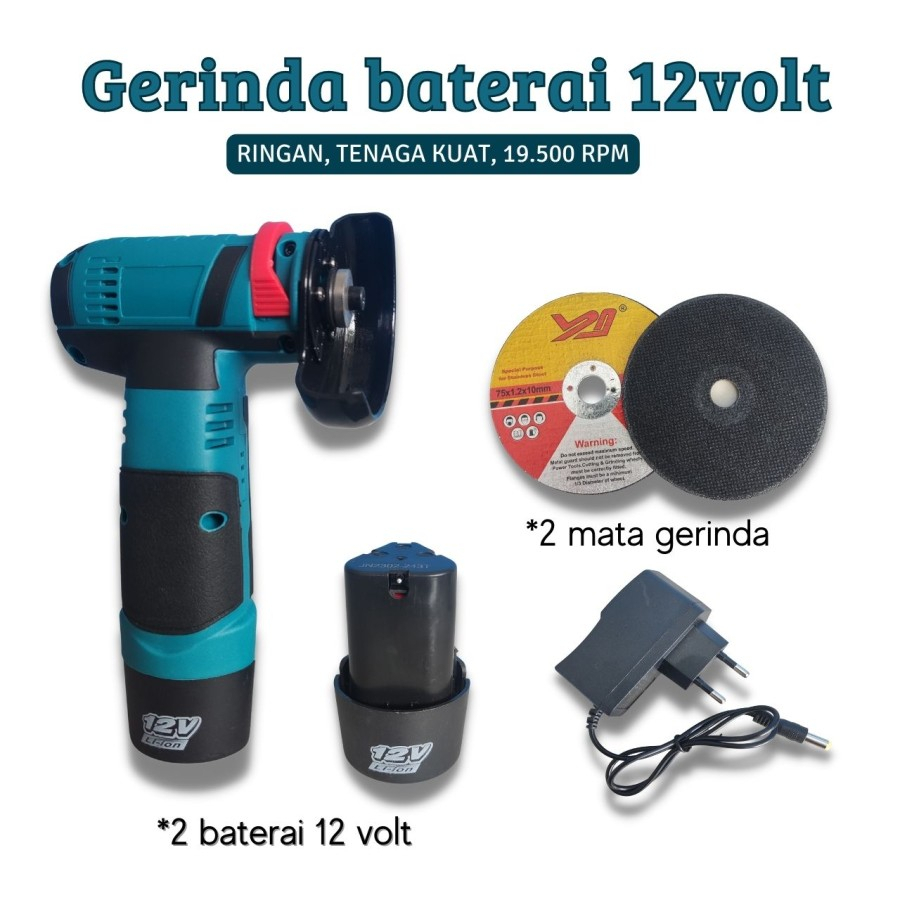 Mesin Gerinda Potong Cordlles 3inch / Gerinda mini baterai 12 volt