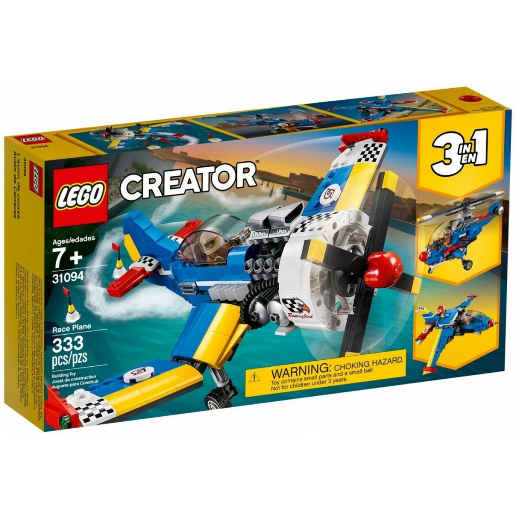 LEGO Creator 3 in 1 - 31094 Race Plane Set Building Kid Toy Model Transformers Play Helicopter Pilot