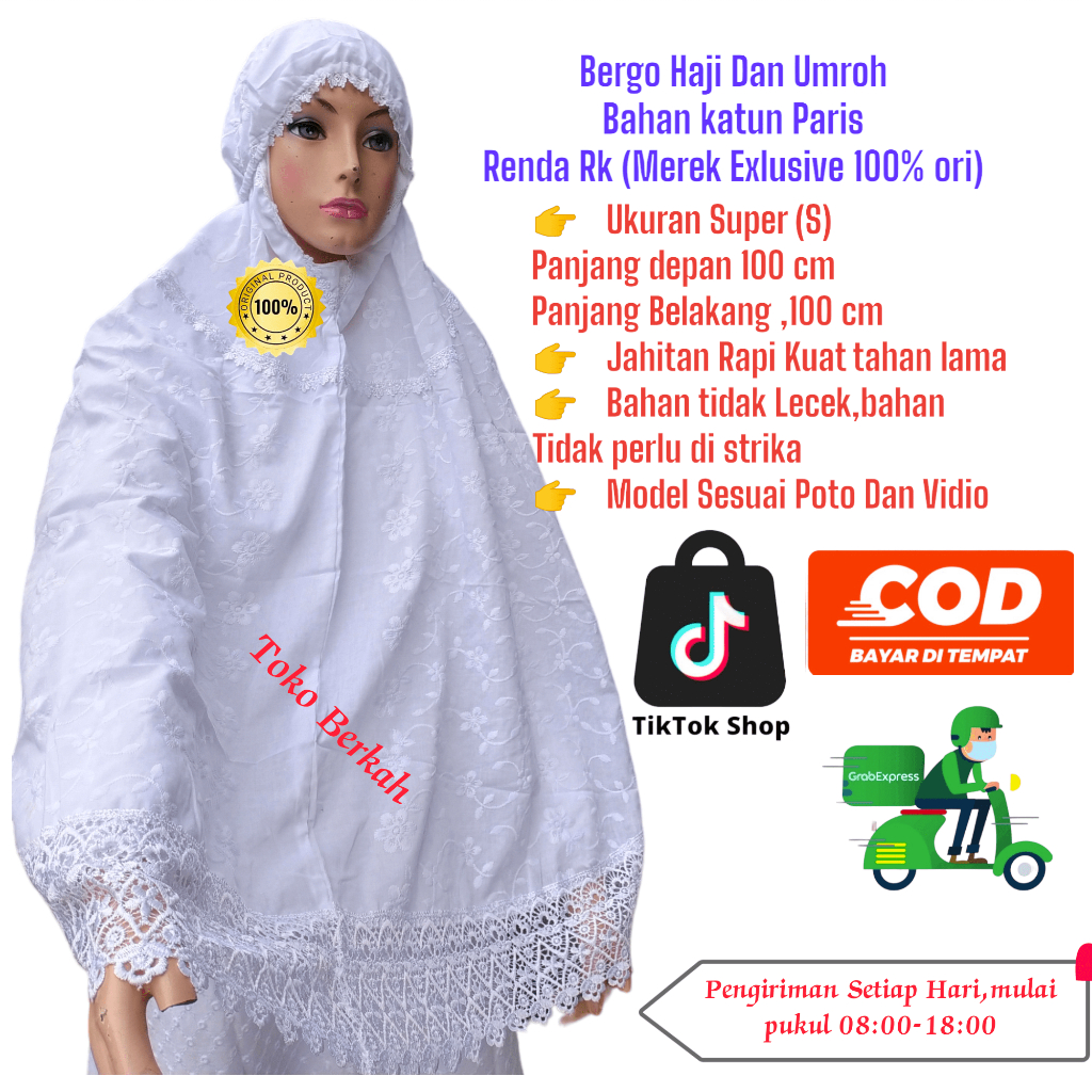 Bergo katun haji dan umroh ukuran Super Renda RK