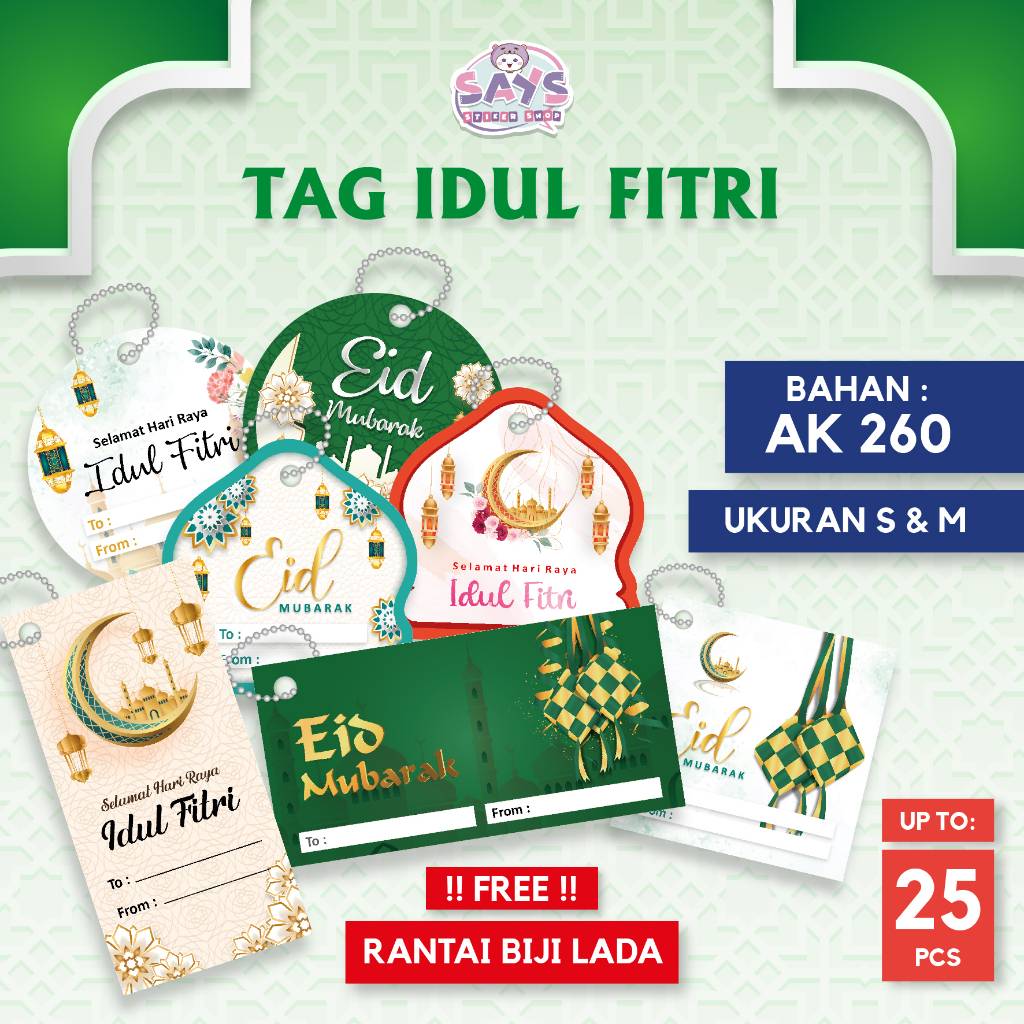 

TAG IDUL FITRI HANGTANG LEBARAN EID MUBARAK TAG ISI 25PCS