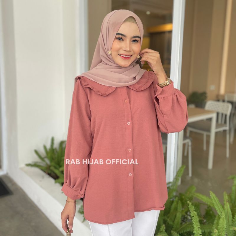 Lozy Blouse Atasan Kemeja Basic Polos Wanita Crinkle Airflow Premium