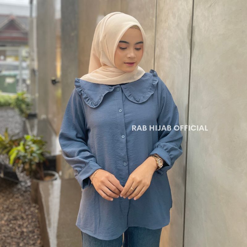 Lozy Blouse Atasan Kemeja Basic Polos Wanita Crinkle Airflow Premium