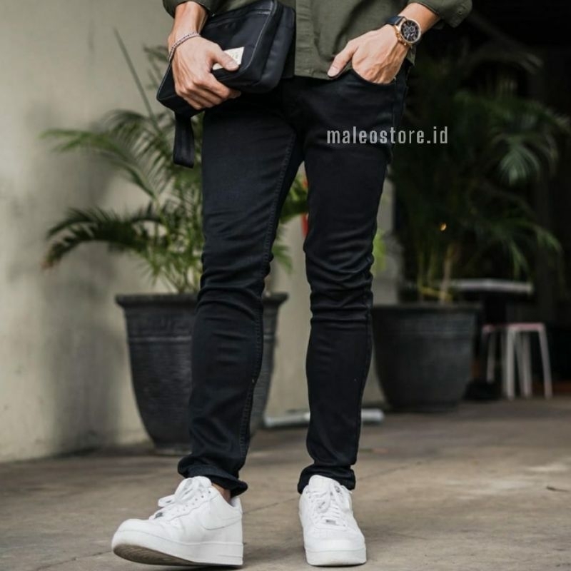 Celana Jeans Pensil Skinny Slimfit Panjang Slim Fit Hitam Pria Premium Size 27-38