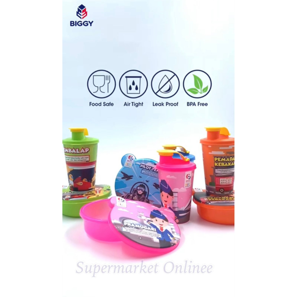 Lunch Box Catania Set + Tumbler Box Kotak Bekal Anak / Tempat Makan Sekolah Bonus Botol Kado Souvenir Ultah