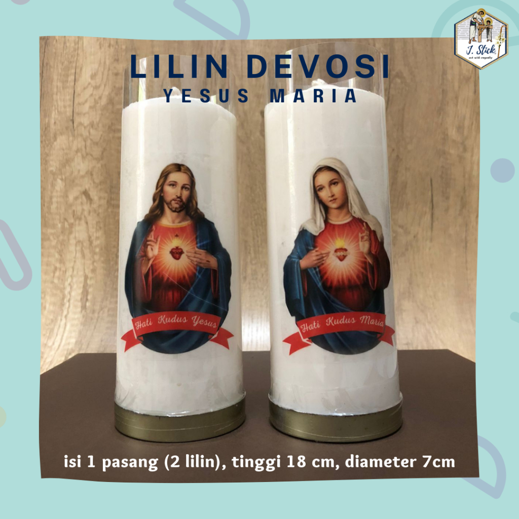 LILIN DOA, Hati Kudus YESUS &amp; MARIA, Sepasang (2buah), 18cm