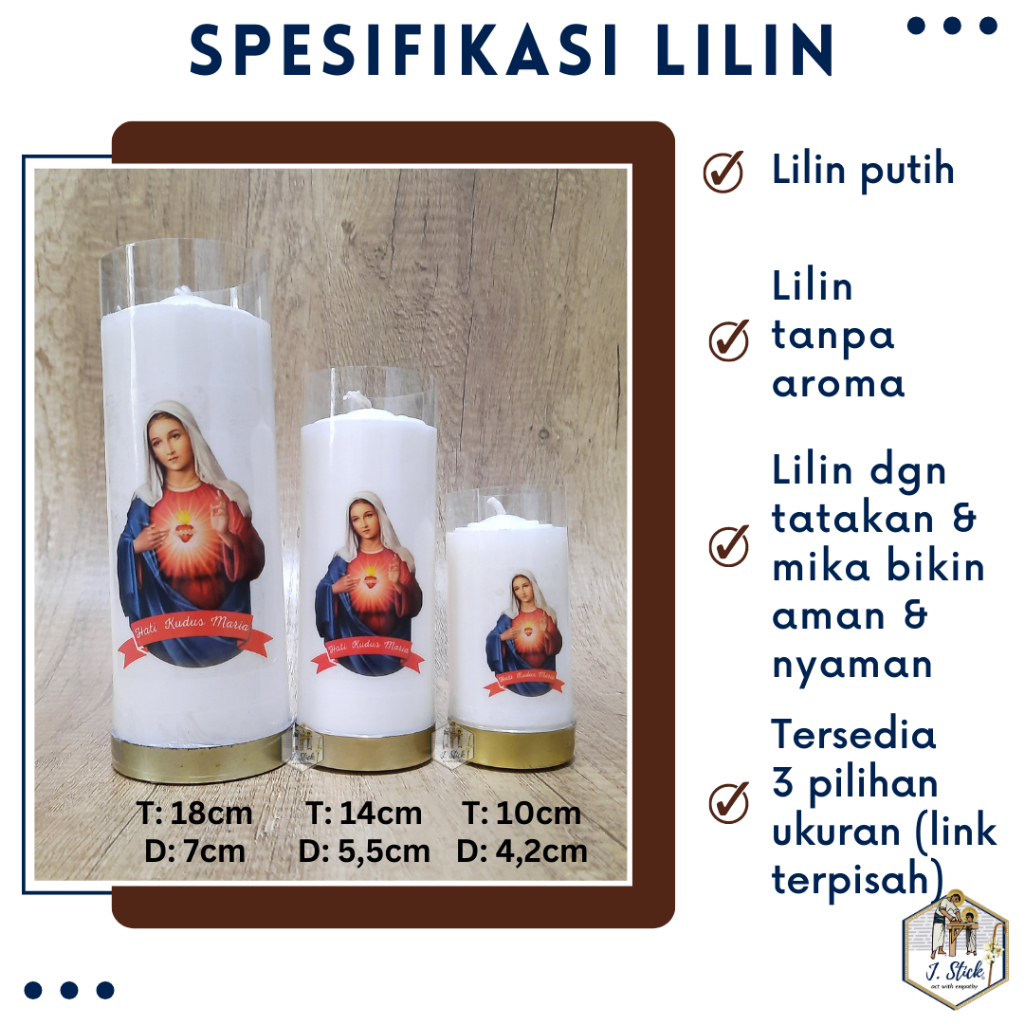 LILIN DOA, Hati Kudus YESUS &amp; MARIA, Sepasang ( 2buah), 14cm