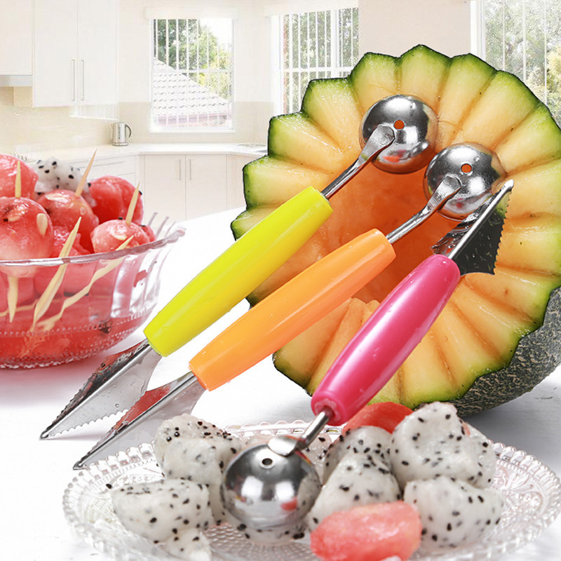 Alat Pengupas Buah Pisau Ukir Hias Buah Bulat 2 Sisi Stainless Steel Fruits Carve Knife 127