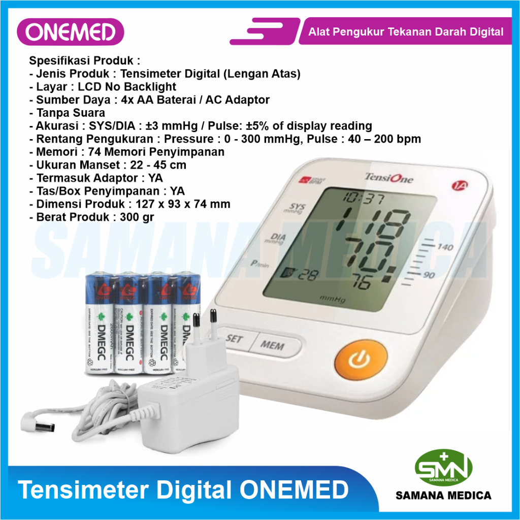 Tensimeter TensiOne - Suara Alat Ukur Tekanan Darah TANPA SUARA Digital TensiOne 1A ONEMED Promo Murah TENSI