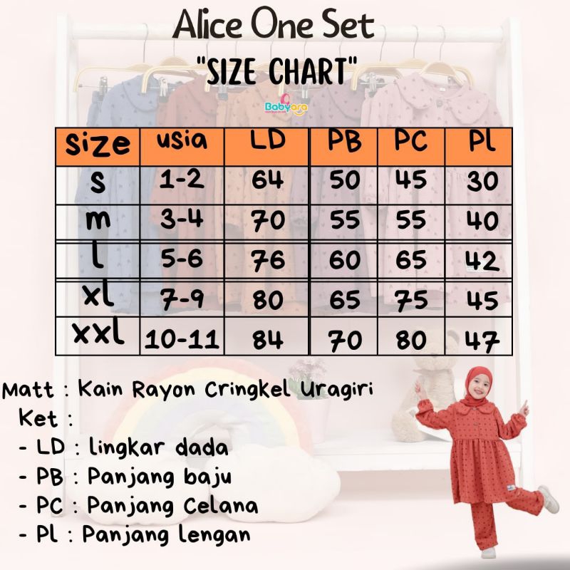 Afsheenastore One Set Alice Setelan Anak Perempuan