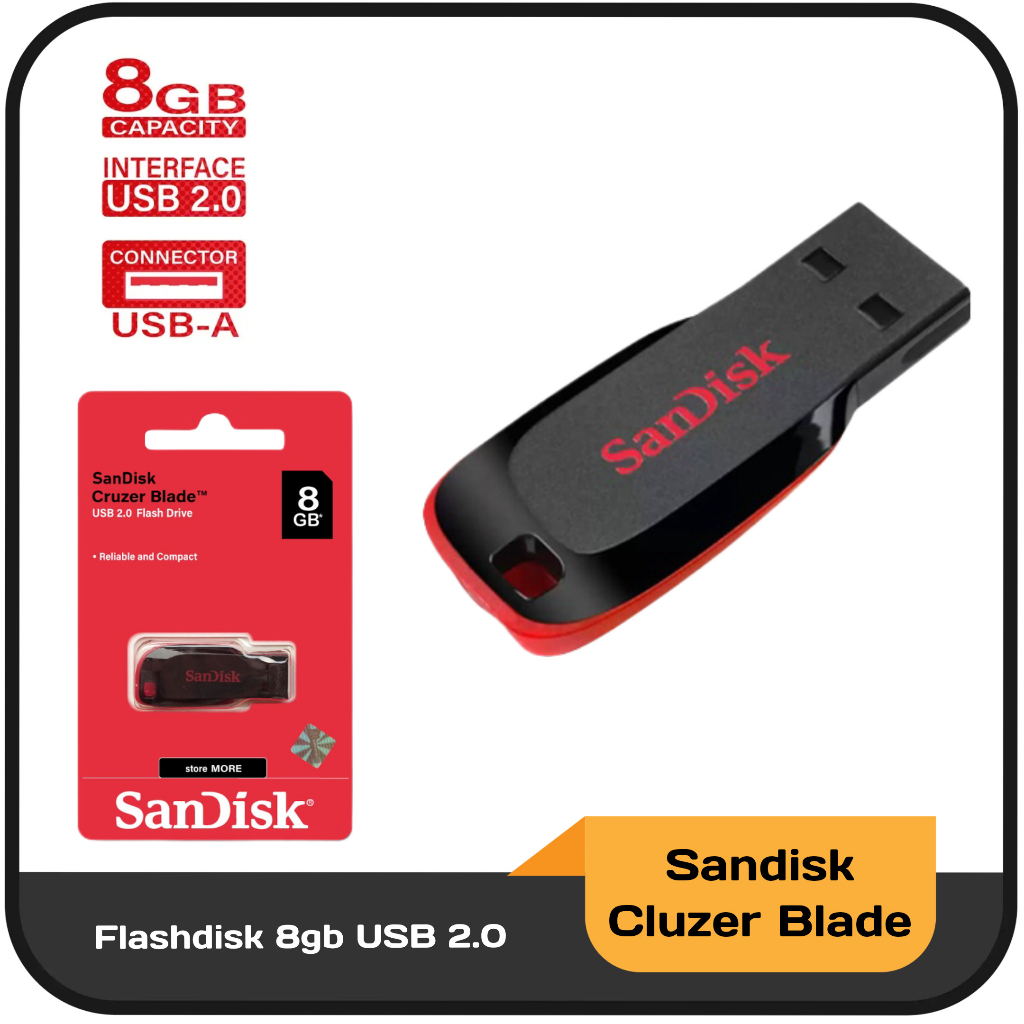 Flashdisk 8GB Sandisk Cluzer Blade USB 2.0 Datascrip