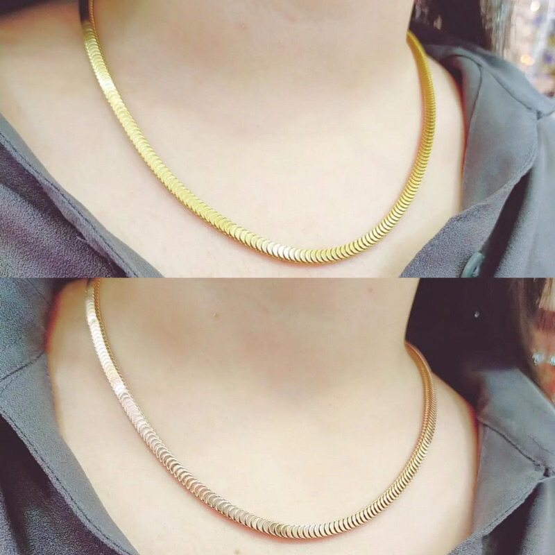 KALUNG TITANIUM PENDEK MODEL KOIN TUMPUK POLOS / KALUNG FASHION POLOS