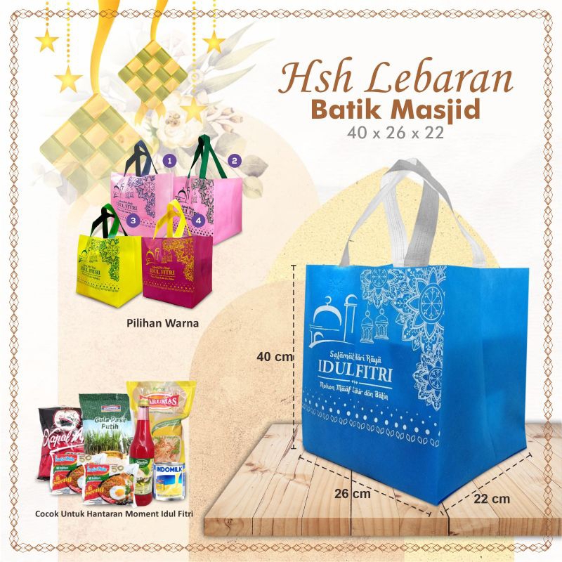 

Tas Kain Lebaran Idul Fitri Murah / Tas Spunbound / Tas Bingkisan / Goodie bag / Hampers Hari Raya