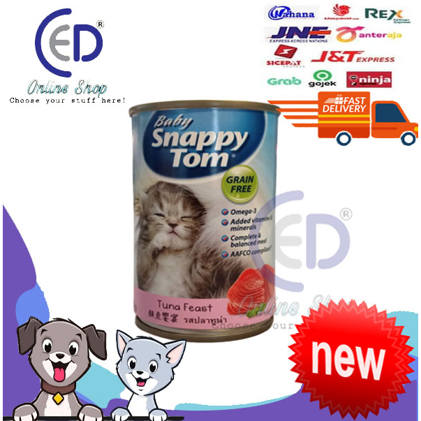 MAKANAN KUCING SNAPPY TOM BABY KITTEN 400GR ALL VARIAN 12 KALENG