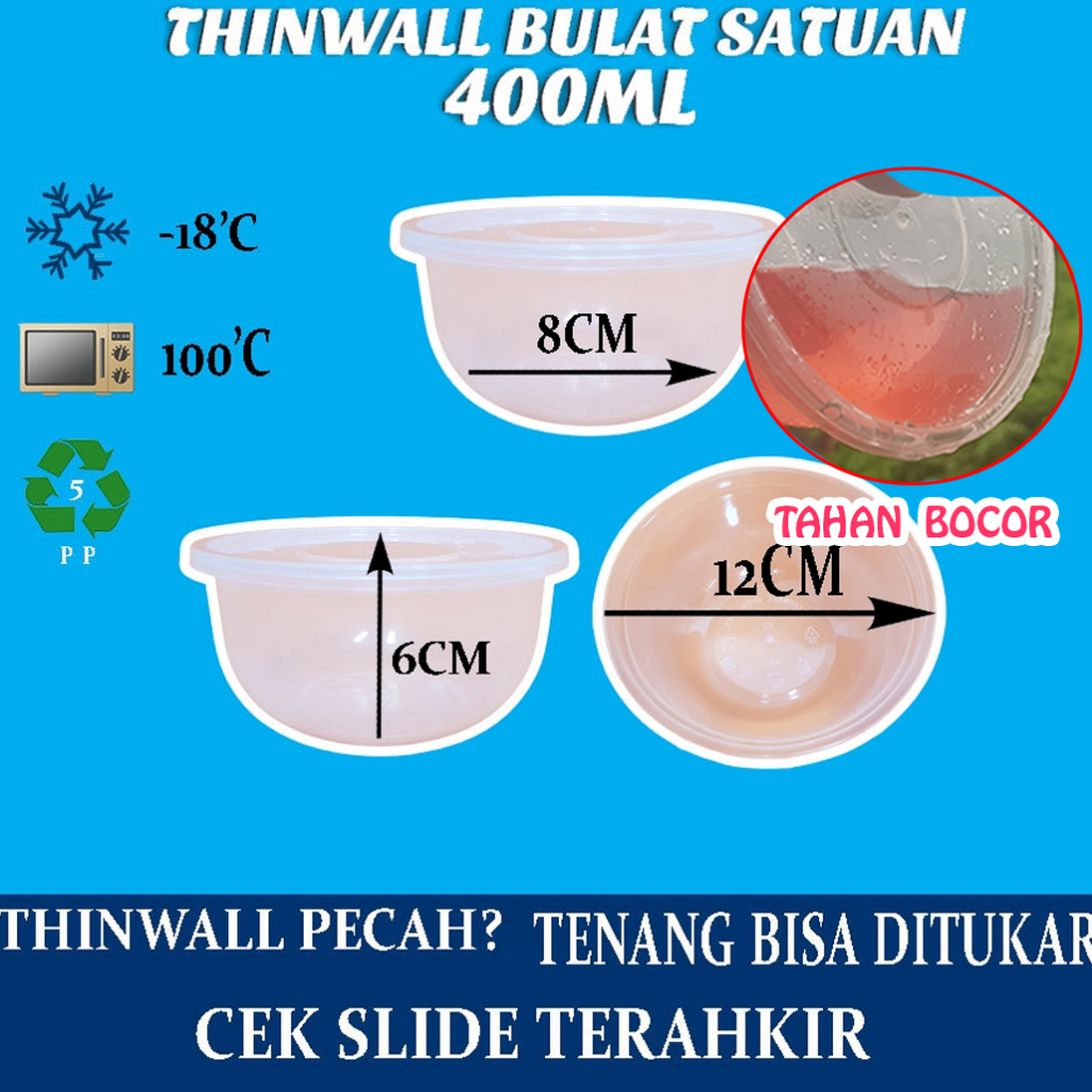 Thinwall 400ml Food Container Tempat Makan Plastik Mangkuk OTBS400