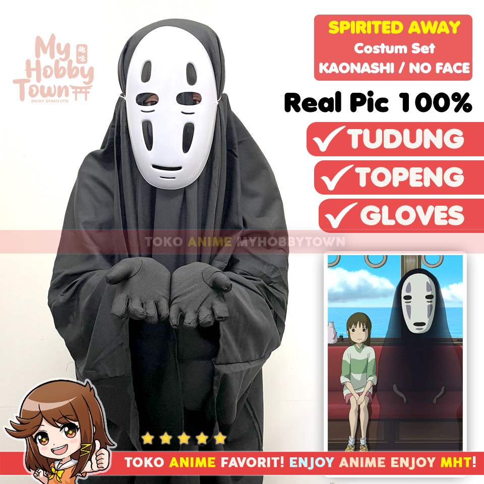 Kostum Cosplay Kaonashi No-Face Anime Spirited Away Ghibli