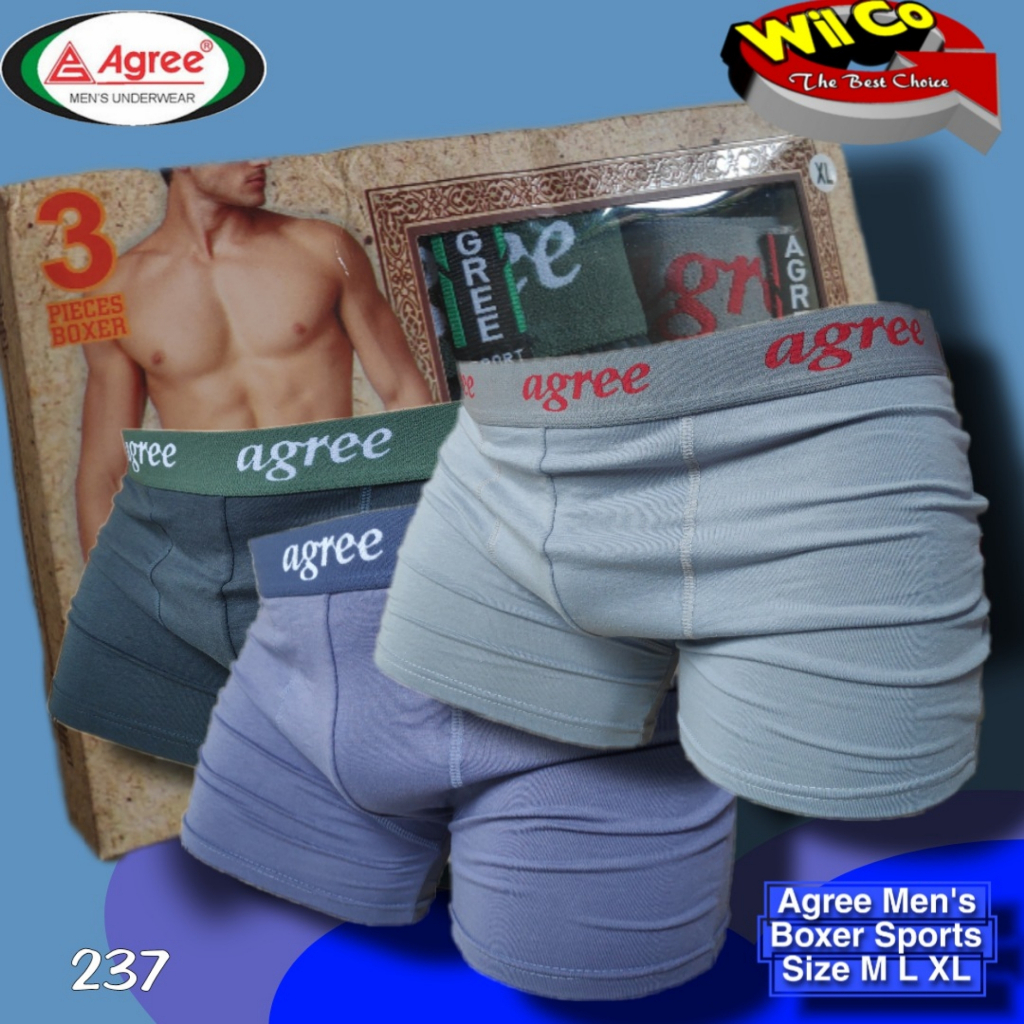 K237T - (PER 1 BOX ISI 3 Pcs) CELANA DALAM PRIA BOXER AGREE SIZE M - XL