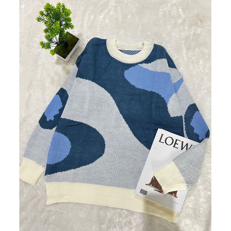 Shela sweater rajut import motif terbaru/blouse wanita/ atasan rajut wanita